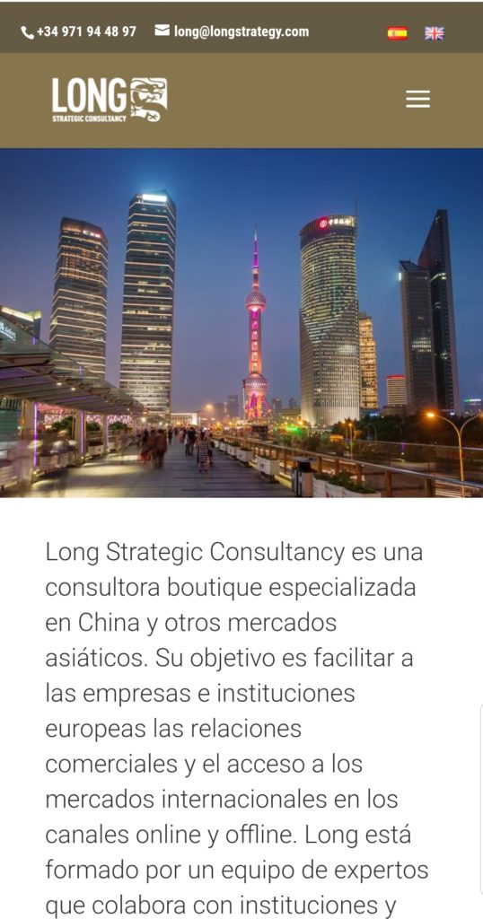 Versión móvil de nueva web long strategy consultancy